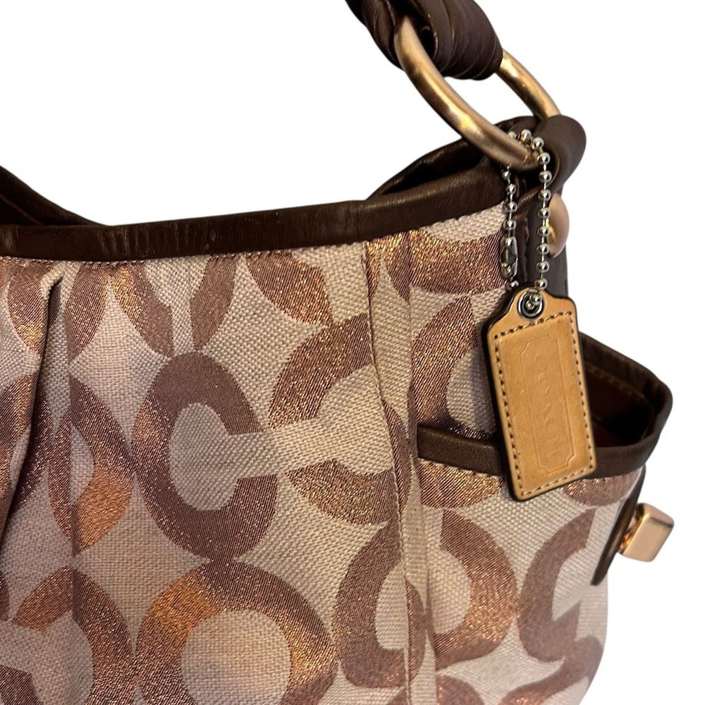 Coach Parker Rose Gold Op Art Signature Logo Hobo Shoulder Bag Y2K Purse 13508 - Picture 4 of 15